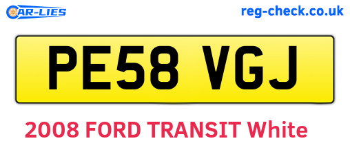 PE58VGJ are the vehicle registration plates.