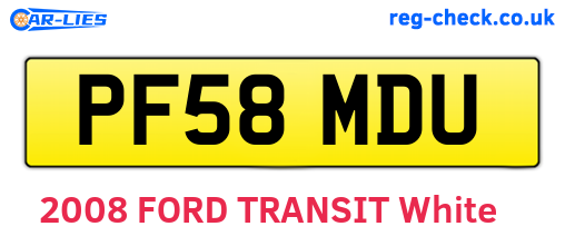 PF58MDU are the vehicle registration plates.