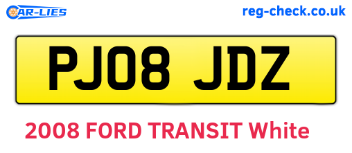 PJ08JDZ are the vehicle registration plates.