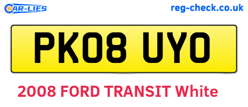 PK08UYO are the vehicle registration plates.