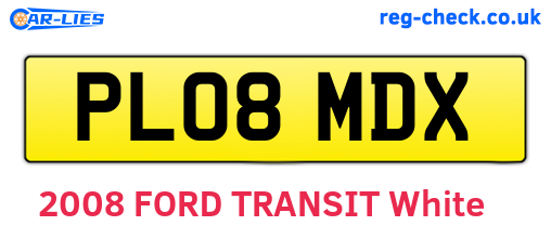 PL08MDX are the vehicle registration plates.