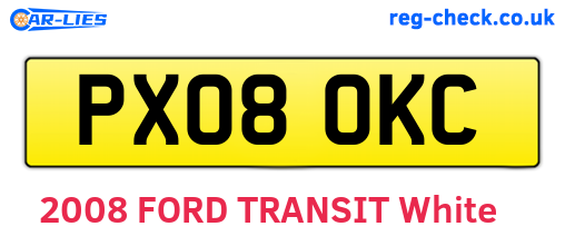 PX08OKC are the vehicle registration plates.