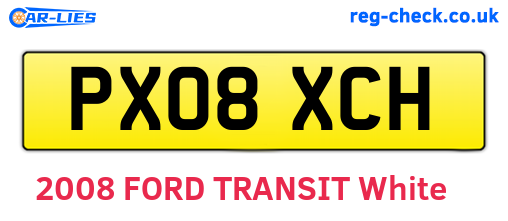 PX08XCH are the vehicle registration plates.