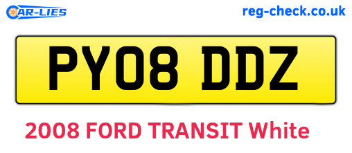 PY08DDZ are the vehicle registration plates.