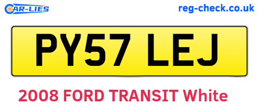 PY57LEJ are the vehicle registration plates.