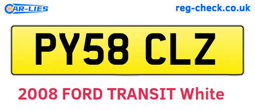 PY58CLZ are the vehicle registration plates.