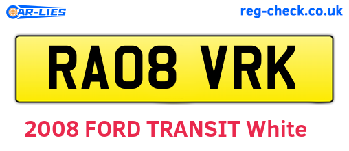 RA08VRK are the vehicle registration plates.
