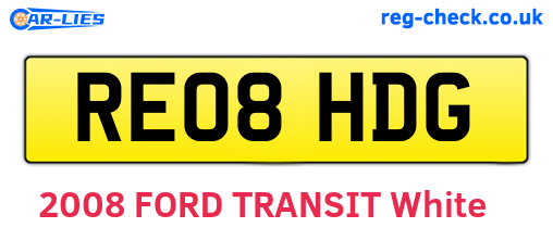RE08HDG are the vehicle registration plates.