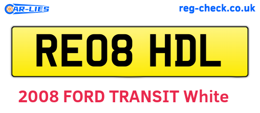 RE08HDL are the vehicle registration plates.