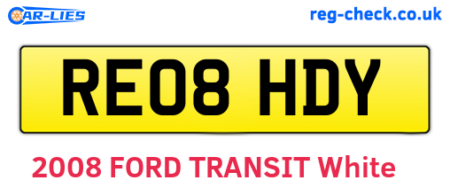 RE08HDY are the vehicle registration plates.