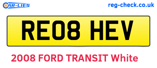 RE08HEV are the vehicle registration plates.