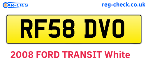 RF58DVO are the vehicle registration plates.