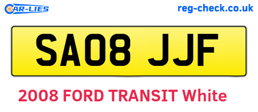 SA08JJF are the vehicle registration plates.