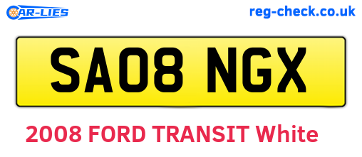 SA08NGX are the vehicle registration plates.