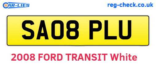 SA08PLU are the vehicle registration plates.