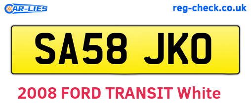SA58JKO are the vehicle registration plates.