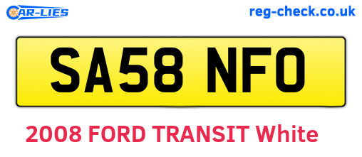 SA58NFO are the vehicle registration plates.