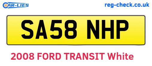 SA58NHP are the vehicle registration plates.