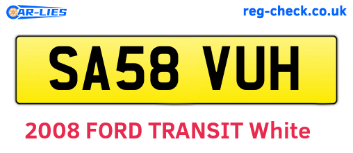 SA58VUH are the vehicle registration plates.