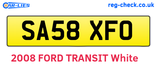 SA58XFO are the vehicle registration plates.