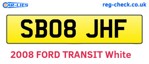 SB08JHF are the vehicle registration plates.