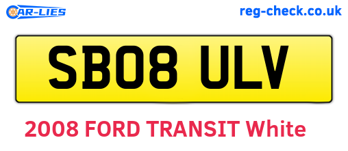 SB08ULV are the vehicle registration plates.