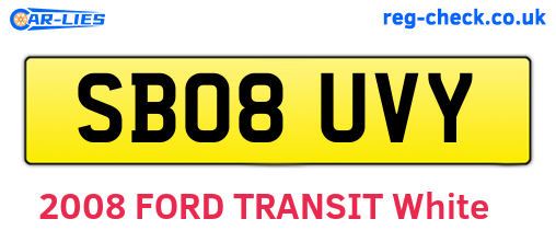 SB08UVY are the vehicle registration plates.
