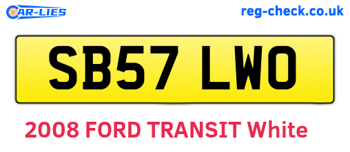 SB57LWO are the vehicle registration plates.