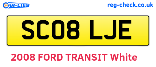 SC08LJE are the vehicle registration plates.