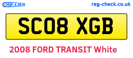 SC08XGB are the vehicle registration plates.