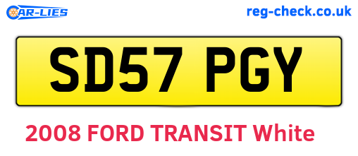 SD57PGY are the vehicle registration plates.