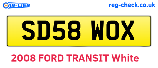 SD58WOX are the vehicle registration plates.