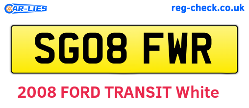 SG08FWR are the vehicle registration plates.