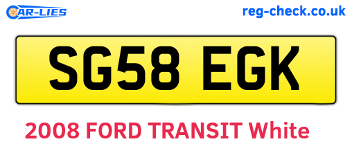SG58EGK are the vehicle registration plates.