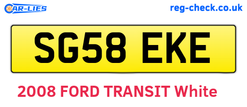 SG58EKE are the vehicle registration plates.