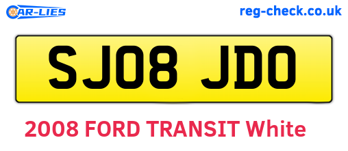 SJ08JDO are the vehicle registration plates.