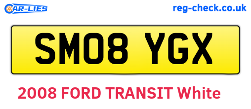 SM08YGX are the vehicle registration plates.