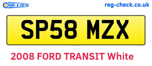 SP58MZX are the vehicle registration plates.
