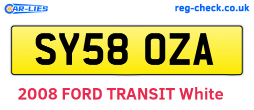 SY58OZA are the vehicle registration plates.