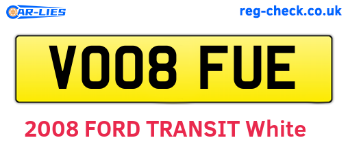 VO08FUE are the vehicle registration plates.