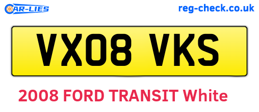 VX08VKS are the vehicle registration plates.