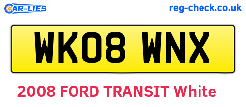 WK08WNX are the vehicle registration plates.