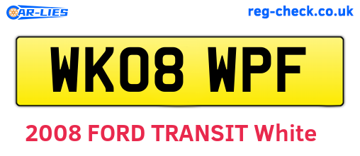 WK08WPF are the vehicle registration plates.