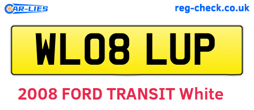 WL08LUP are the vehicle registration plates.