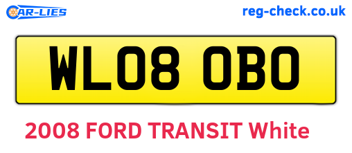 WL08OBO are the vehicle registration plates.