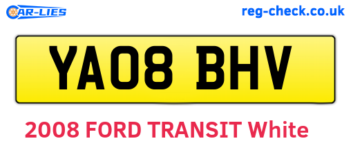YA08BHV are the vehicle registration plates.