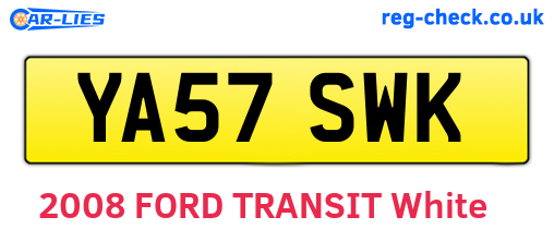 YA57SWK are the vehicle registration plates.