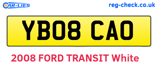 YB08CAO are the vehicle registration plates.