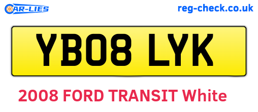 YB08LYK are the vehicle registration plates.