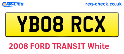 YB08RCX are the vehicle registration plates.